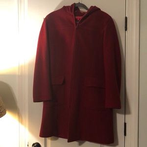 Anne Klein Hooded Wool Medium Length Coat
